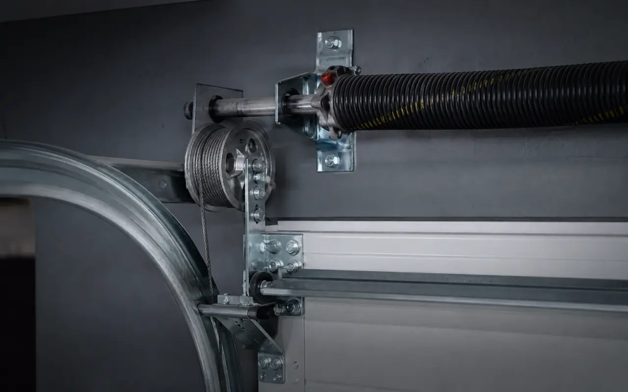Garage door torsion spring and cable hardware